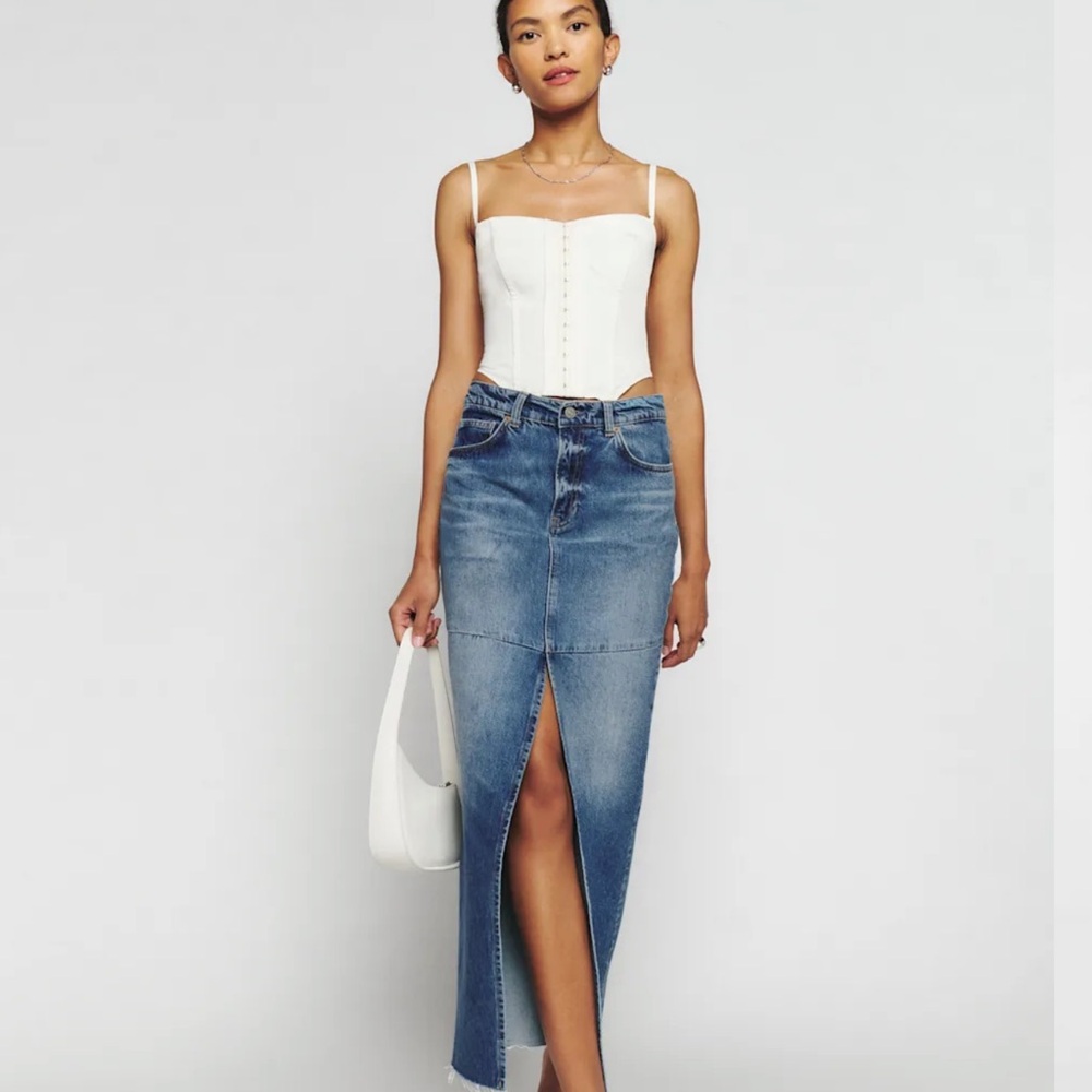 Reformation Tazz Blue Denim Skirt Maxi US26